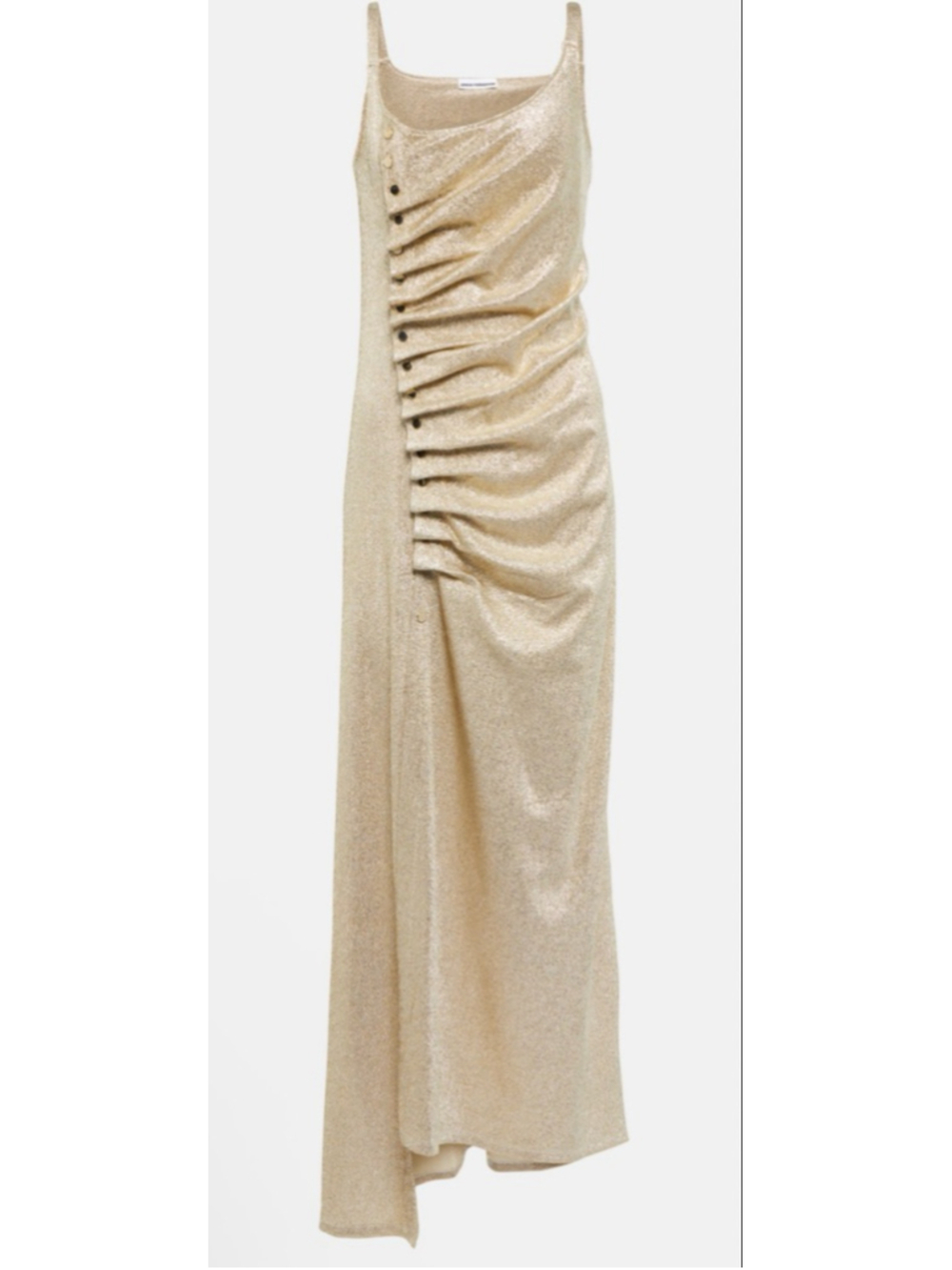 New Rabanne Gold Shimmer Ruched Side Maxi Dress 36/4 - Picture 10 of 11